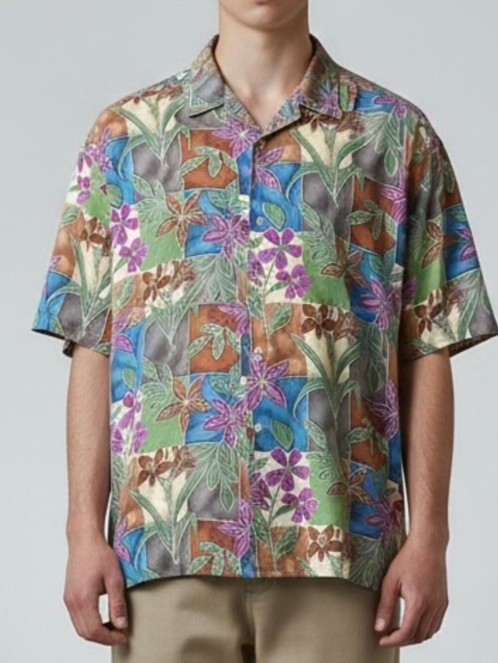 Burma -Bibas Silk‎ Shirt Mens Size XL Button Up Multi Color Hawaiian